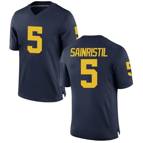 Mike Sainristil Michigan Wolverines Youth NCAA #5 Navy Game Brand Jordan College Stitched Football Jersey BRZ0154VD